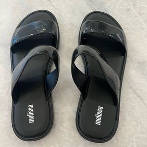 Melissa black patent leather slides size 9